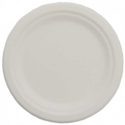 Articole din Trestie de Zahar Alb - Farfurii Bio Rotunda, Alb, 261 x 20 mm/ 50 set/ 10 bax
