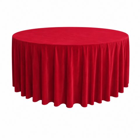 Material Catifea - Fata de masa Catifea D320 cm- Rosu/ 1 buc