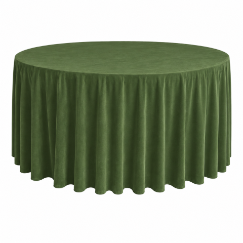 Material Catifea - Fata de masa Catifea D320 cm- Verde Olive/ 1 buc
