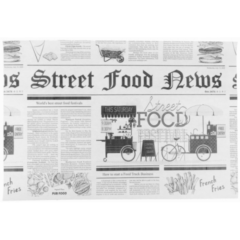 Hartie Impachetat - Hartie cu PE pentru Shaorma Ziar 250X370 mm/ 5 KG/ ~1350 buc