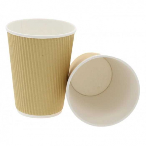 Articole din Carton Kraft Natur + Alb - Pahar 12oz, Natur + Alb, D90 x H110 mm 350 CC/ 25 set/ 20 bax