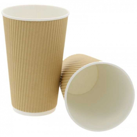 Articole din Carton Kraft Natur + Alb - Pahar 16oz, Natur + Alb, D90 X H135 mm 450 CC/ 25 set/ 20 bax