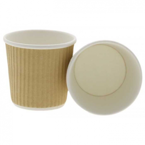 Articole din Carton Kraft Natur + Alb - Pahar 4oz, Natur + Alb, D62 X H60 mm, 120 CC/ 25 set/ 40 bax