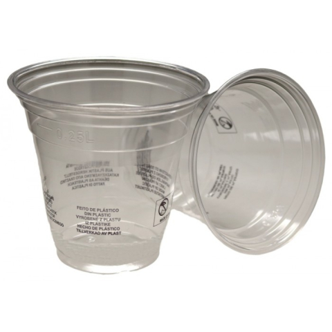 Pahare - Pahar PET 250 ml D 95mm, Transparent/ 50 set/ 20 bax