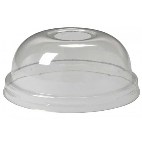 Pahare - Capac PET Bombat cu Gaura D 95mm, Transparent/ 100 set/ 10 bax