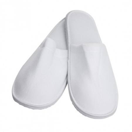 Accesorii Hoteliere - Papuci Deschis 70- Inchisi, Frotir gros, talpa 15 mm, velur alb, L= 28.5 cm/ 100 bax