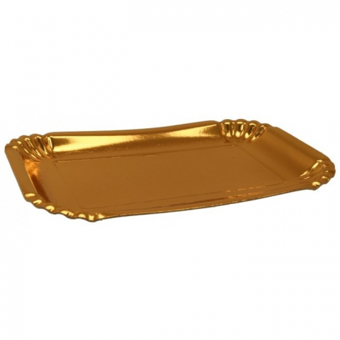 Platouri Prajituri - Tavita Carton Aur 4E-3S, Dreptunghiulara, 190 x 270 mm/ 50 set/ 1 bax