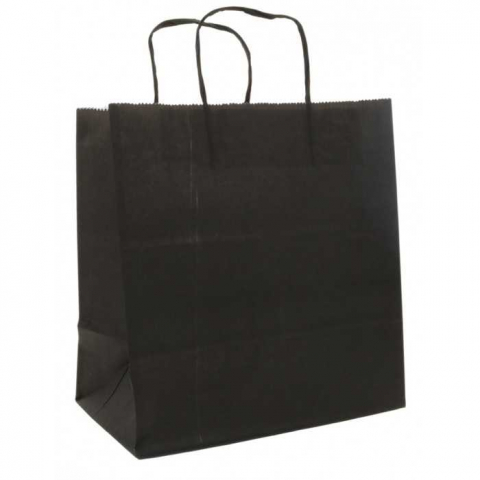 Articole din Hartie - Sacosa Cu Maner Rasucit, Negru, 260 x 170 x 280 mm/ 50 set