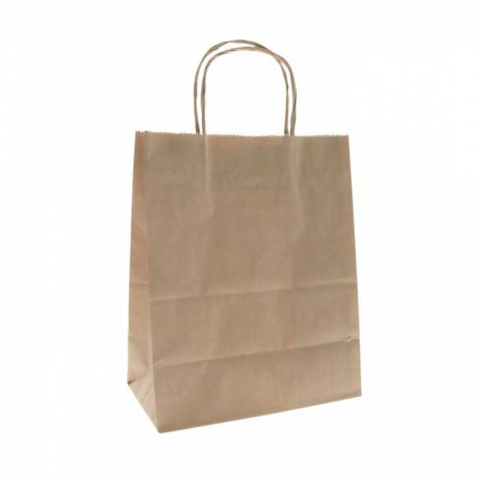 Ambalaje si Consumabile - Sacosa Cu Maner Rasucit, Natur, Hartie Reciclata 220 x 120 x 260 mm/ 50 set