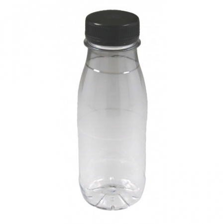 Articole din Plastic PP - Sticla + Capac 250 ml, Transparent + Negru/ 90 bax