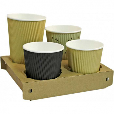 Articole din Carton Kraft Natur - Suport 2/4 Pahare, Natur, 198 x 175 x 38 mm/ 100 bax