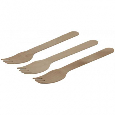 Tacamuri - Tacamuri Eco Lemn, Furculita, Kraft Natur, 165 mm/ 100 set/ 10 bax