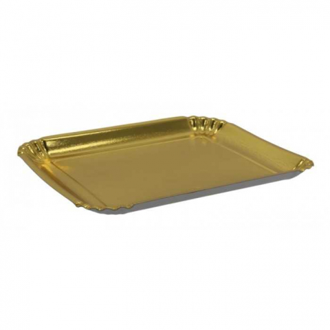 Platouri Prajituri - Tavita Carton Aur 3E-3S, Dreptunghiulara, 220 x 190 mm/ 50 set/ 2 bax