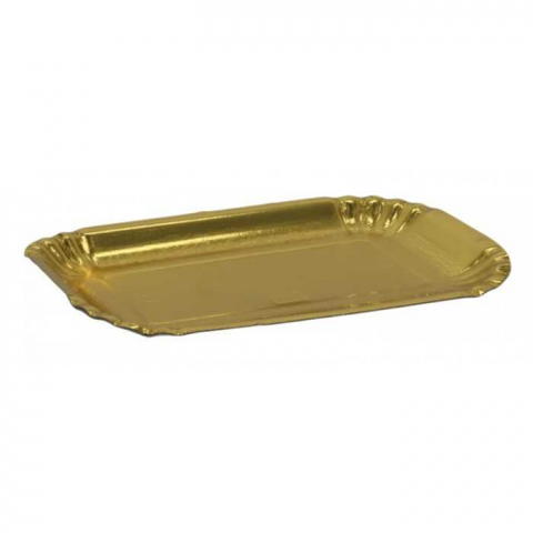 Platouri Prajituri - Tavita Carton Aur 2E-1S, Dreptunghiulara, 120 x 180 mm/ 50 set/ 4 bax