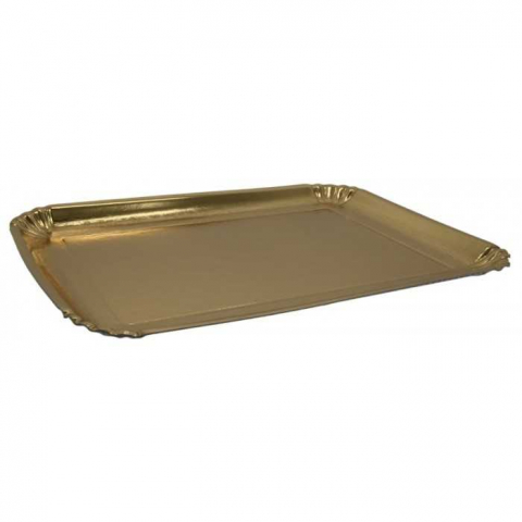 Platouri Prajituri - Tavita Carton Aur 9E-9S, Dreptunghiulara, 360 x 460 mm/ 25 set/ 1 bax