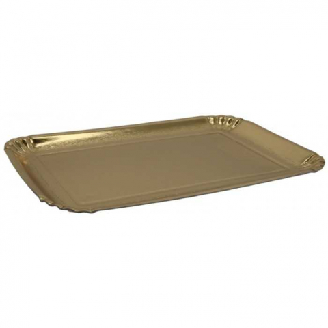 Platouri Prajituri - Tavita Carton Aur 6E-5S, Dreptunghiulara, 240 x 340 mm/ 50 set/ 1 bax