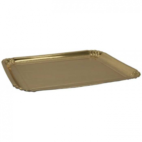 Platouri Prajituri - Tavita Carton Aur 7E-6S, Dreptunghiulara, 260 x 360 mm/ 50 set/ 1 bax