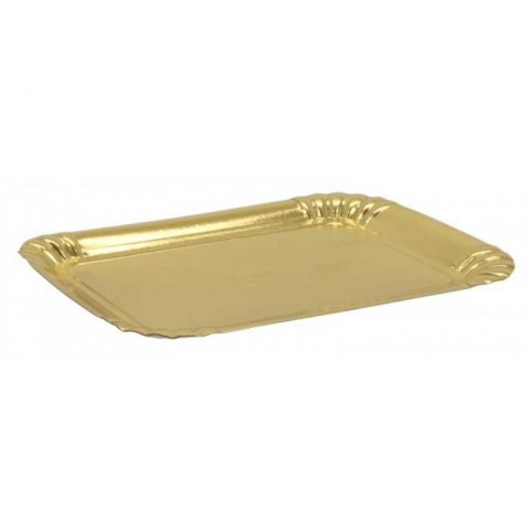 Platouri Prajituri - Tavita Carton Aur T4, Dreptunghiulara, 167 x 137 mm/ 100 set/ 5 bax