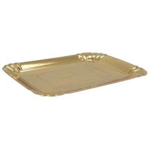 Platouri Prajituri - Tavita Carton Aur T8, Dreptunghiulara, 212 x 170 mm/ 100 set/ 5 bax