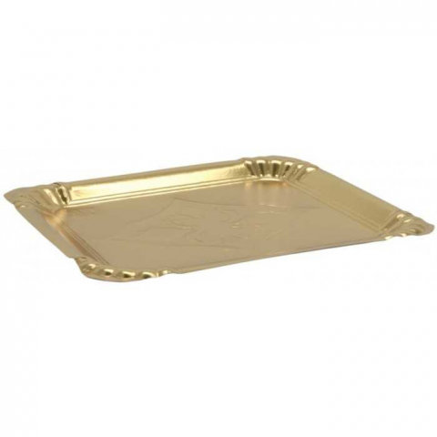 Platouri Prajituri - Tavita Carton Aur T10, Dreptunghiulara, 212 x 187 mm/ 100 set/ 5 bax