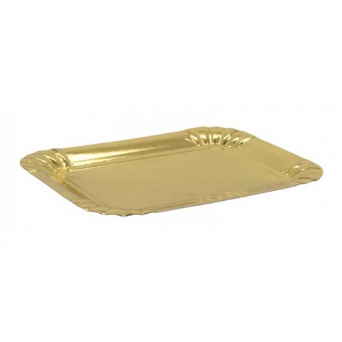 Platouri Prajituri - Tavita Carton Aur T2, Dreptunghiulara, 147 x 111 mm/ 100 set/ 5 bax
