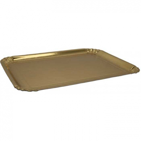 Platouri Prajituri - Tavita Carton Aur 8E-7S, Dreptunghiulara, 300 x 400 mm/ 25 set/ 1 bax