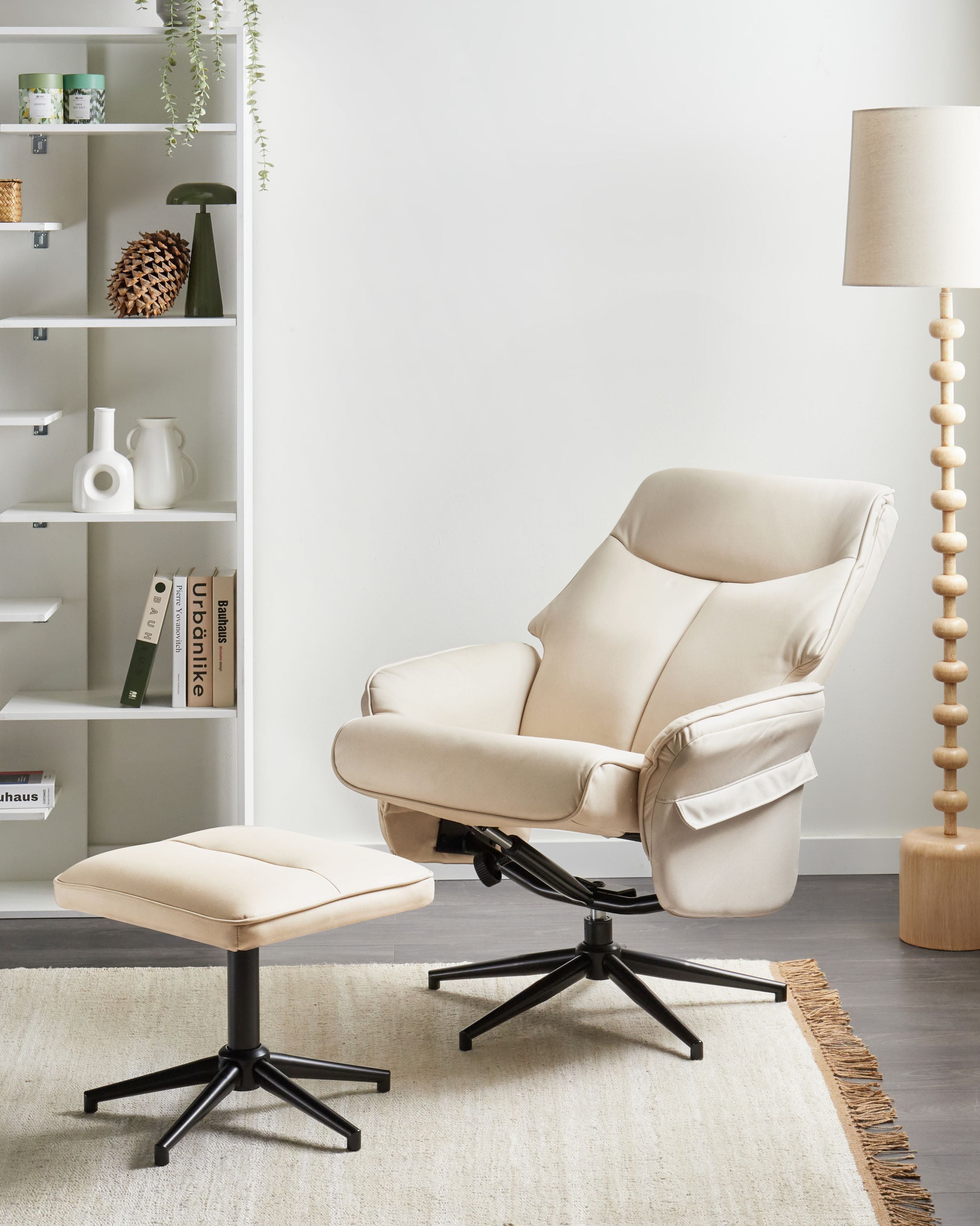 Scaun reclinabil - Fotoliu cu recliner ERATO Piele ecologică Bej deschis