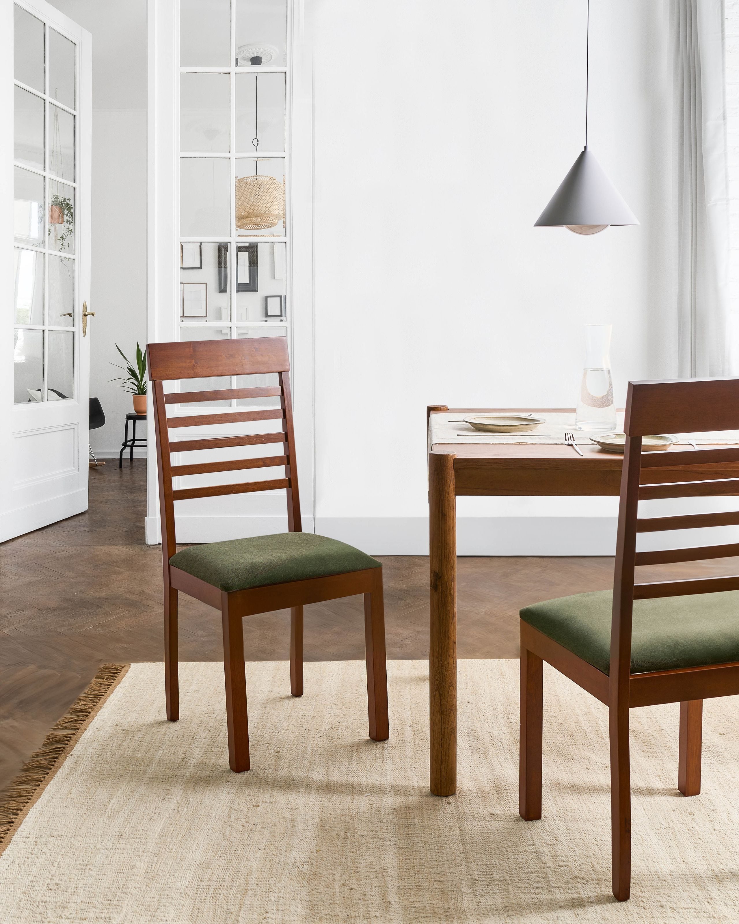 Scaun dining - Set of 2 ORTLEY dining chairs Wood Dark brown/Green