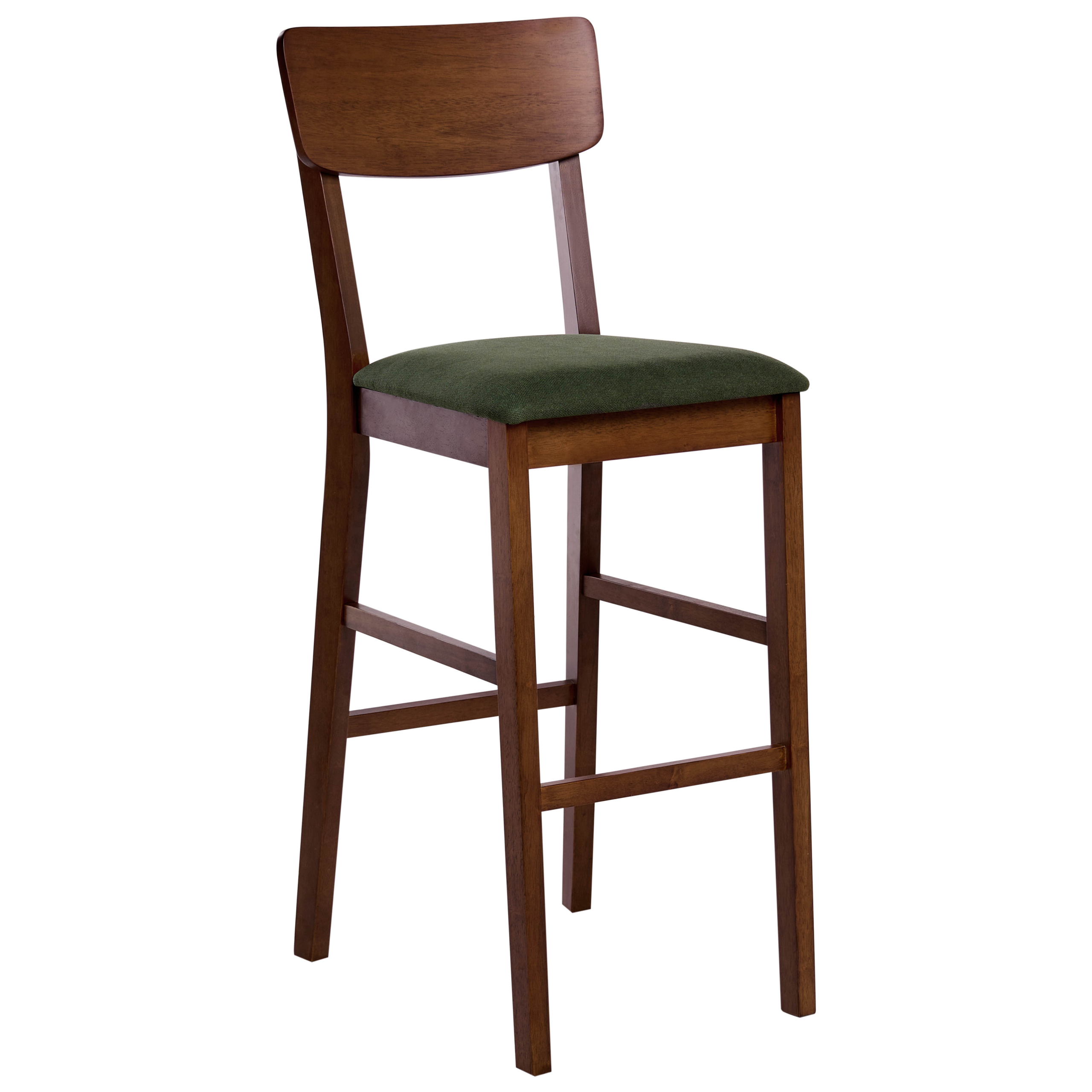 Set of 2 AMBLER Bar Stools Wood Dark Brown/Green [4]