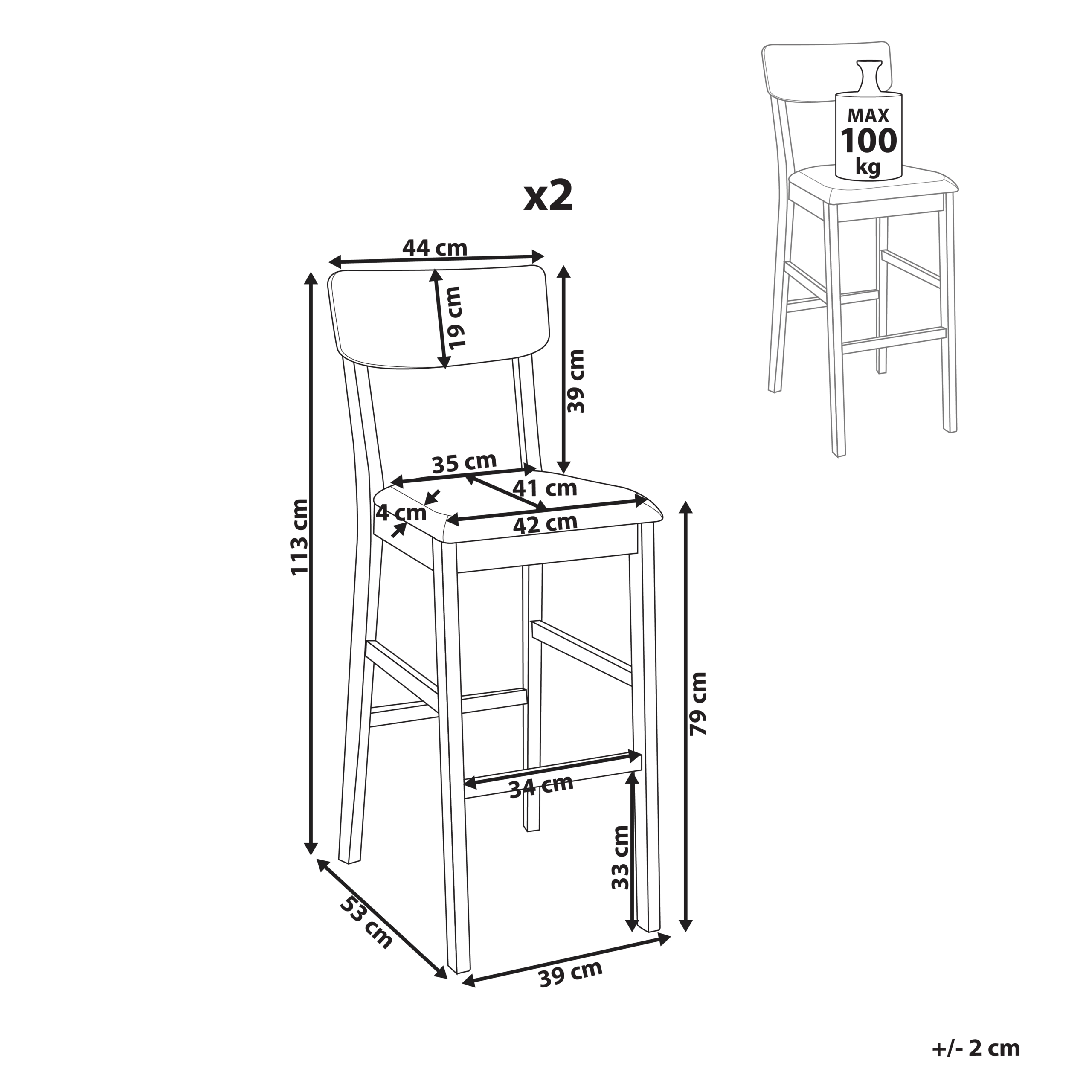 Set of 2 AMBLER Bar Stools Wood Dark Brown/Green [3]