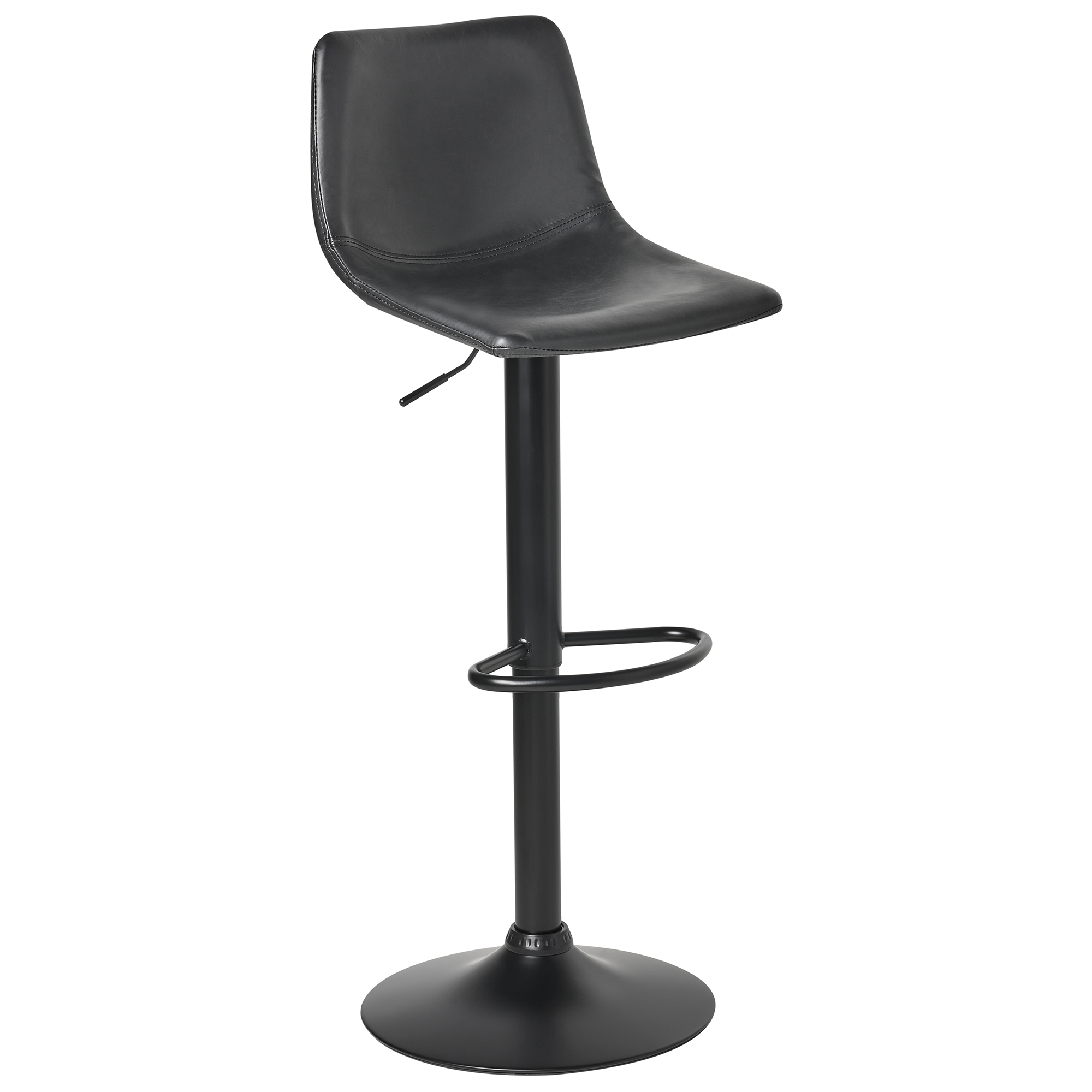 Set de 2 scaune de bar LEBRIJA Piele ecologică Pivotant Negru [4]