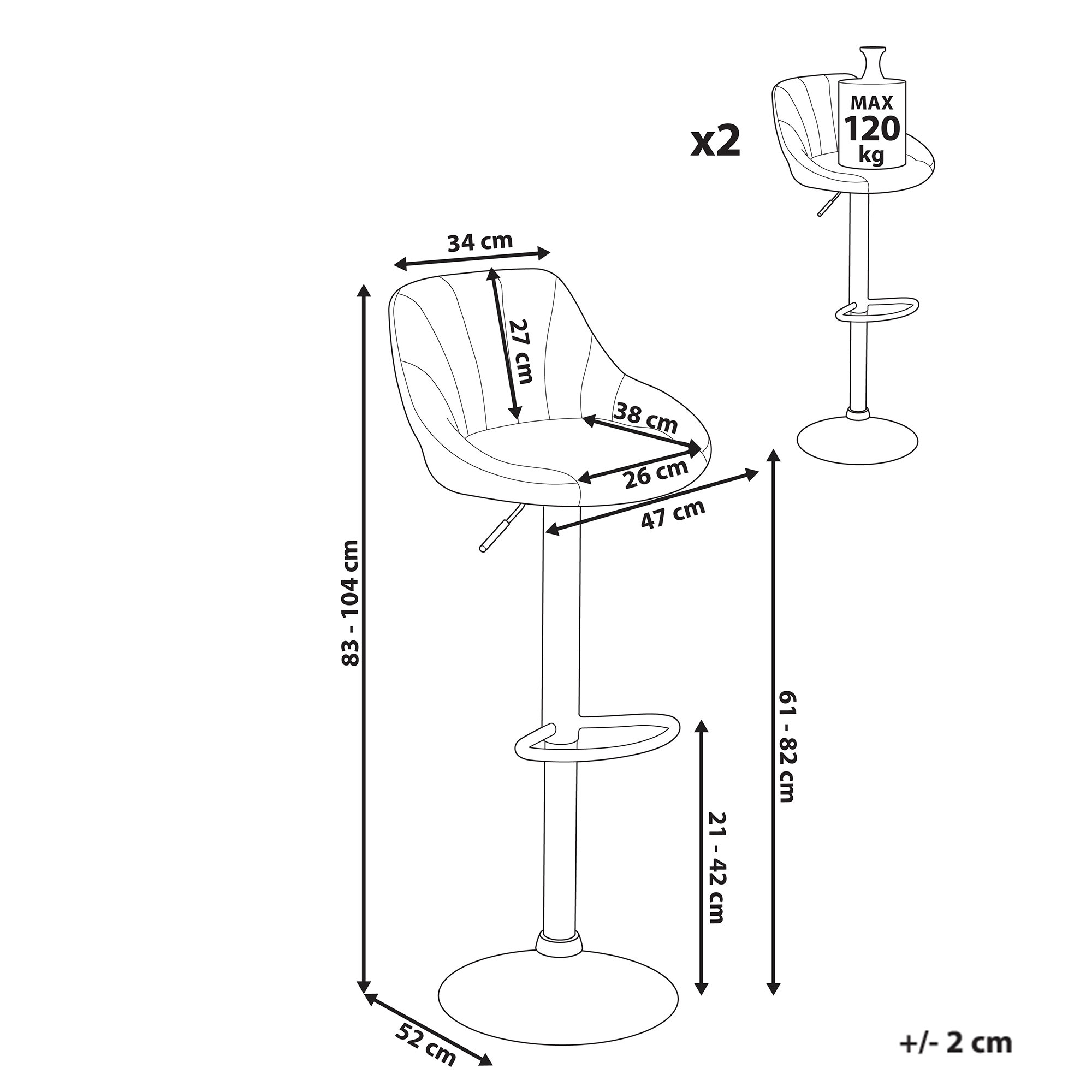Set de 2 scaune de bar LUCCA  Pivotant Albastru deschis [3]