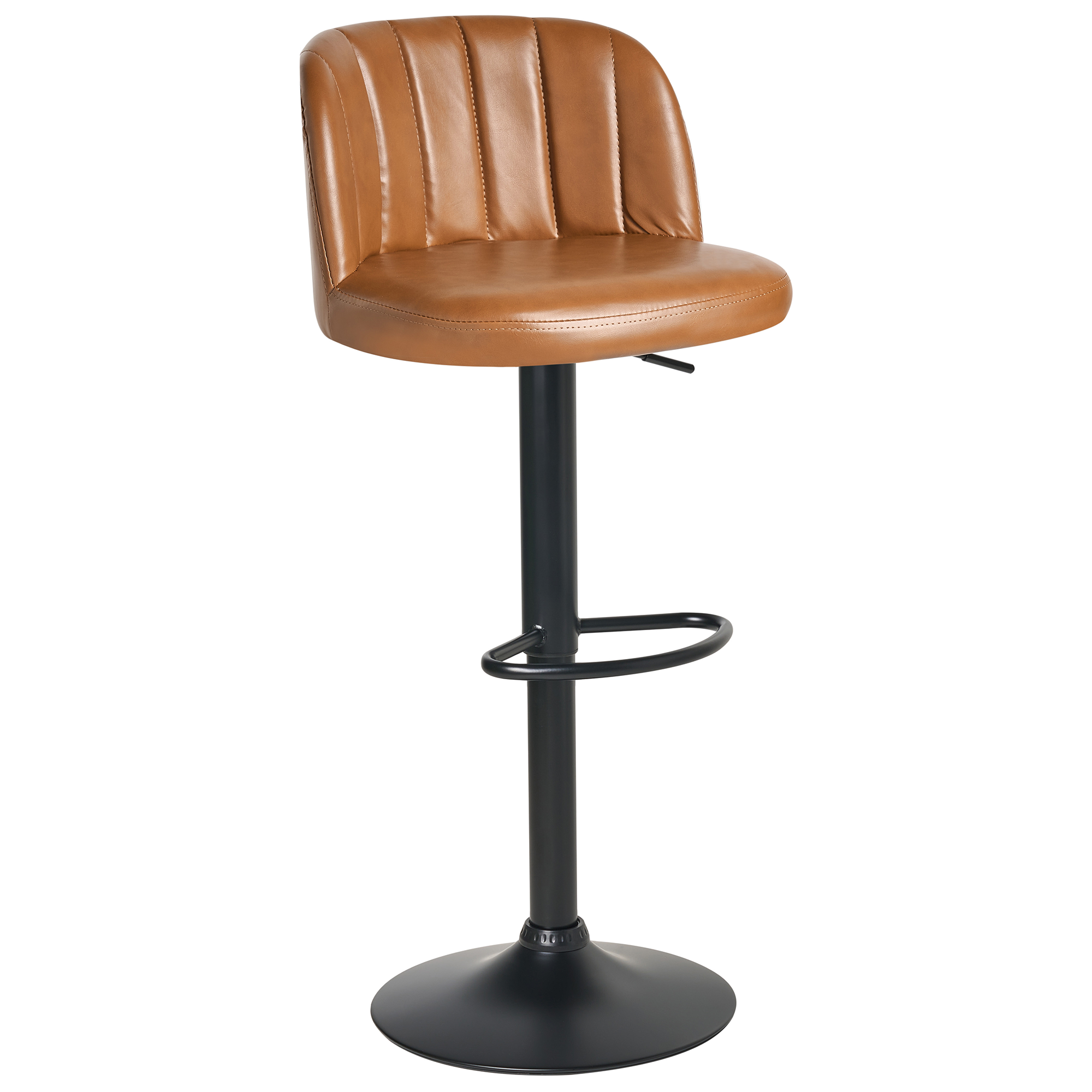 Set of 2 bar stools VLORE Eco-leather Swivel Brown [4]