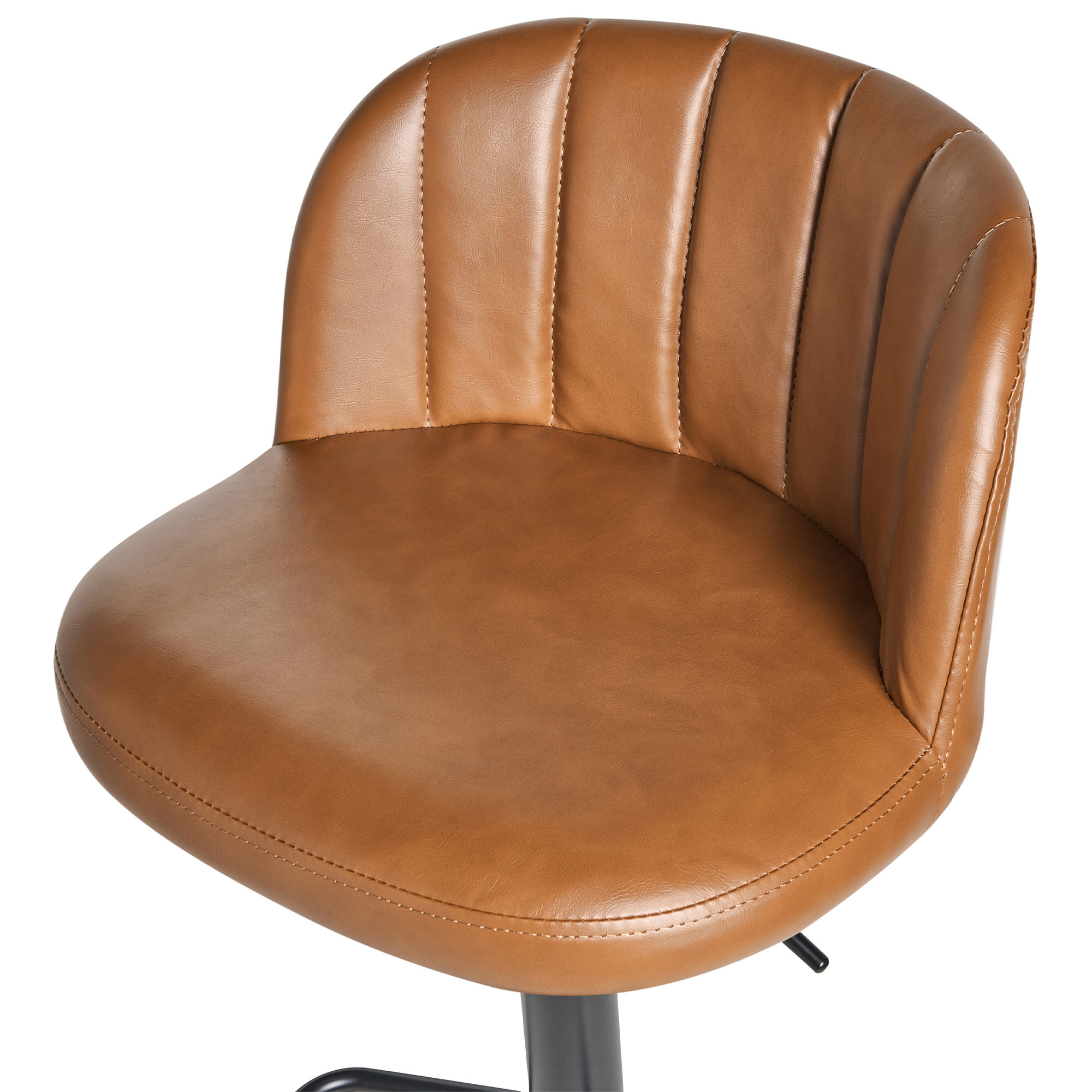 Set of 2 bar stools VLORE Eco-leather Swivel Brown [8]