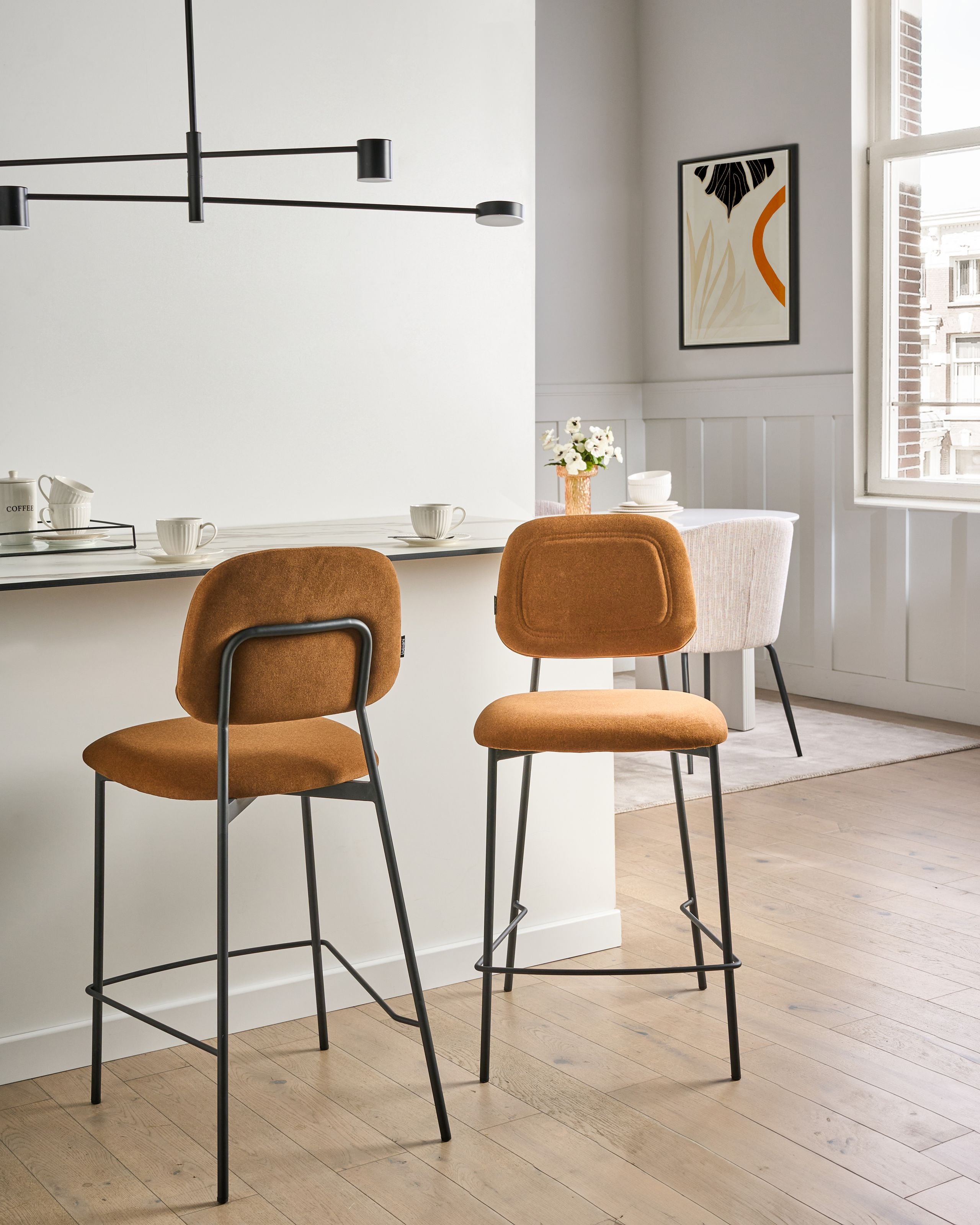 Scaune - Set de 2 scaune de bar DUETTE Catifea Maro auriu