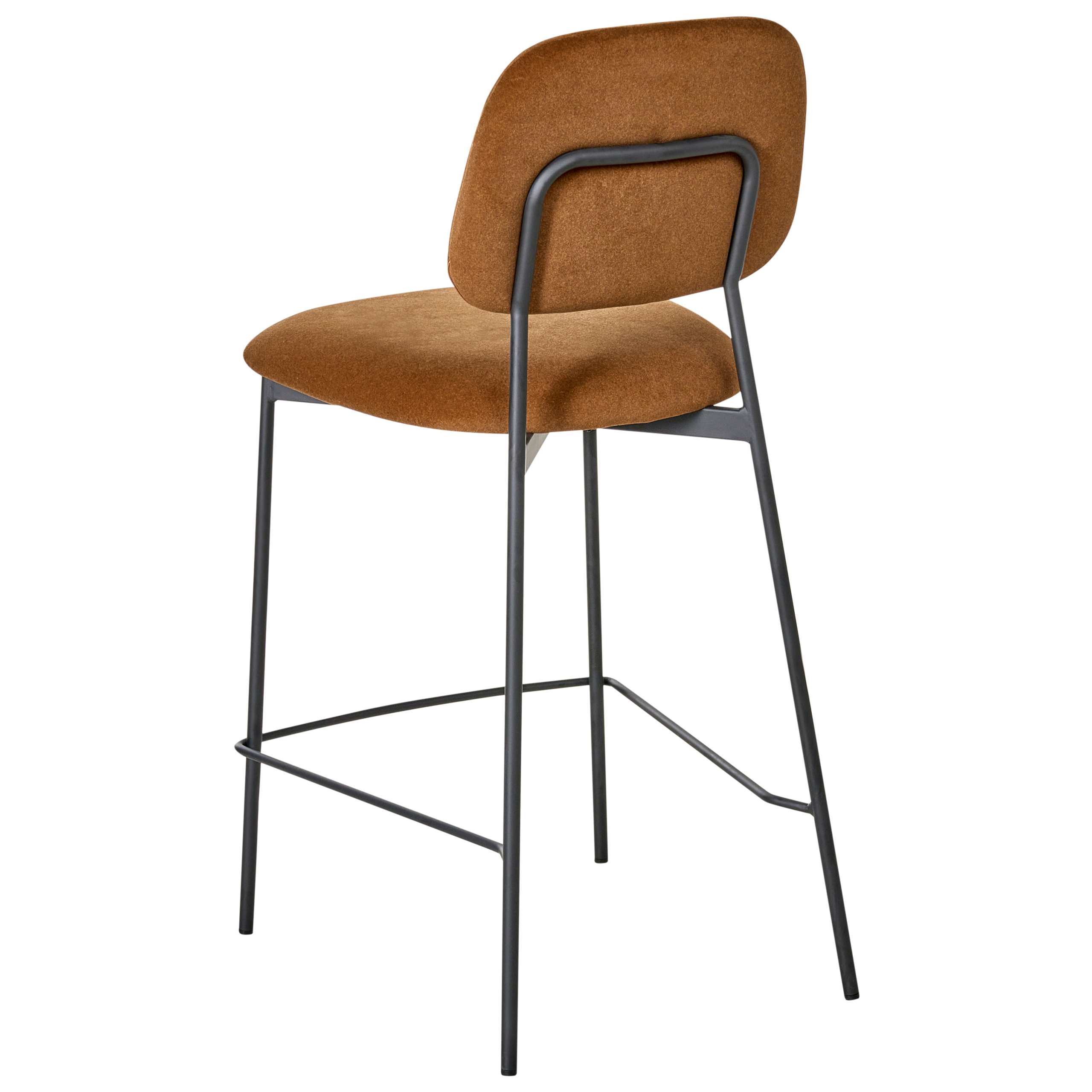 Set of 2 DUETTE Bar Stools Velvet Golden Brown [6]