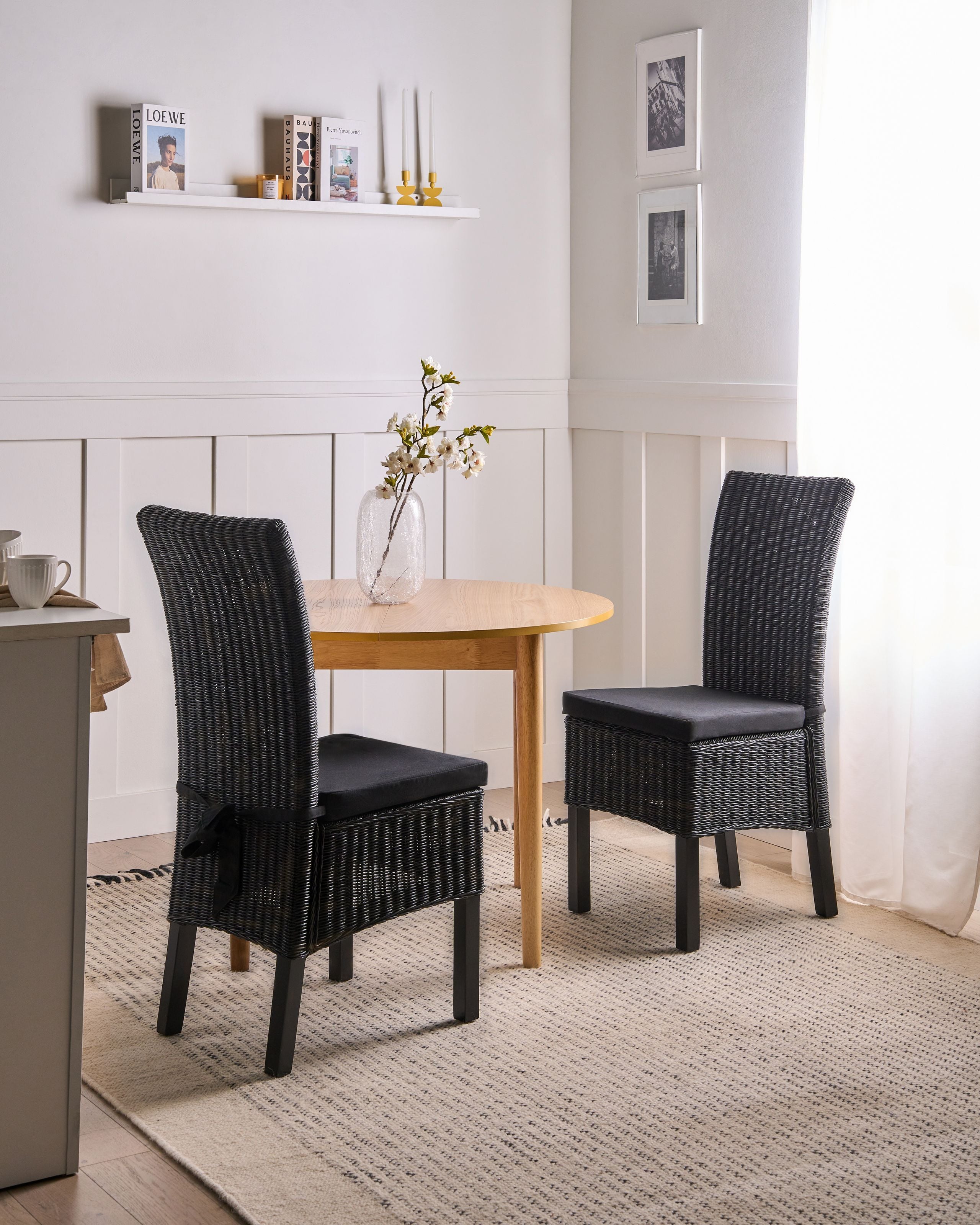 Scaun dining - Set de 2 scaune dining ANDES Ratan Negru