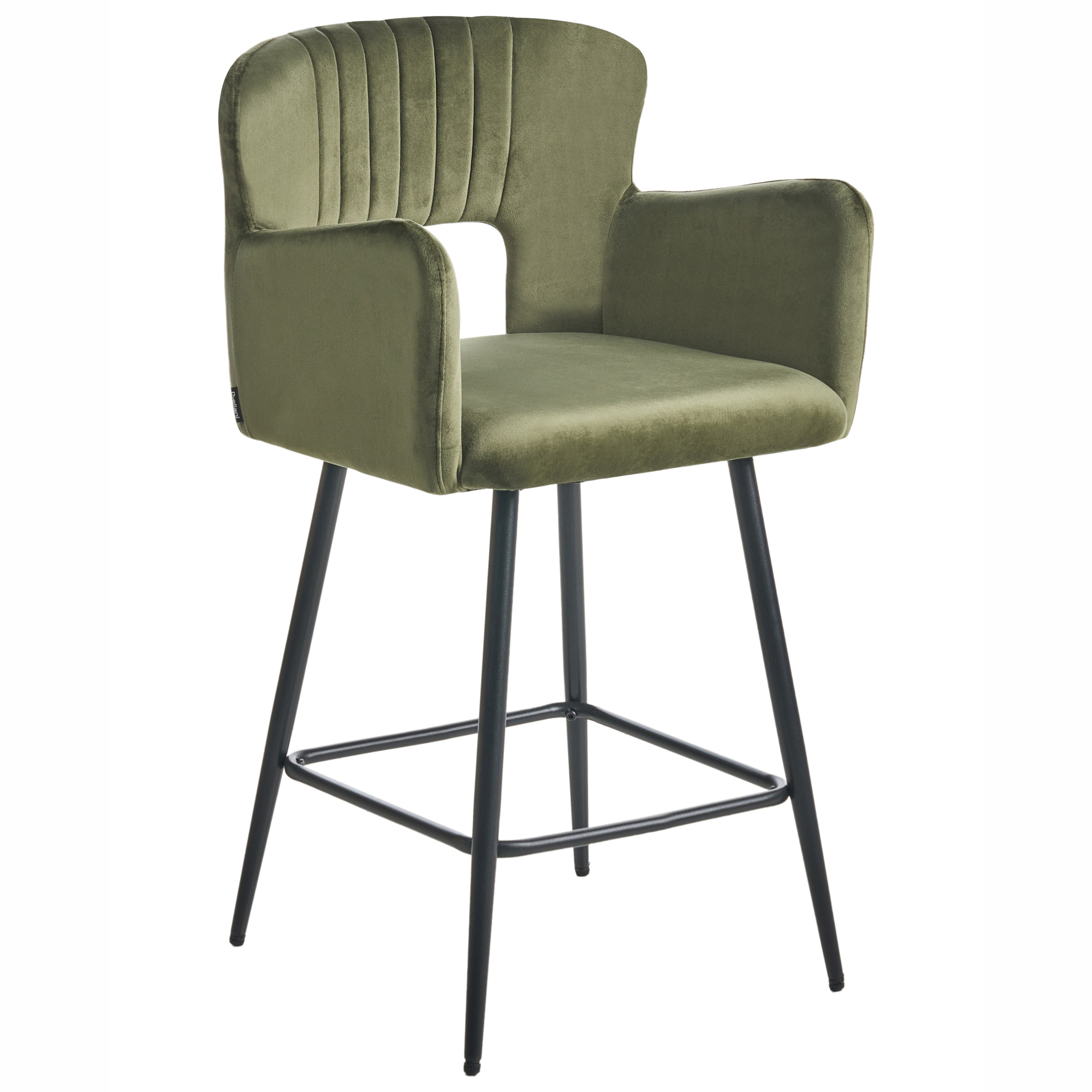 Set of 2 bar stools SANILAC Olive Green Velvet [4]