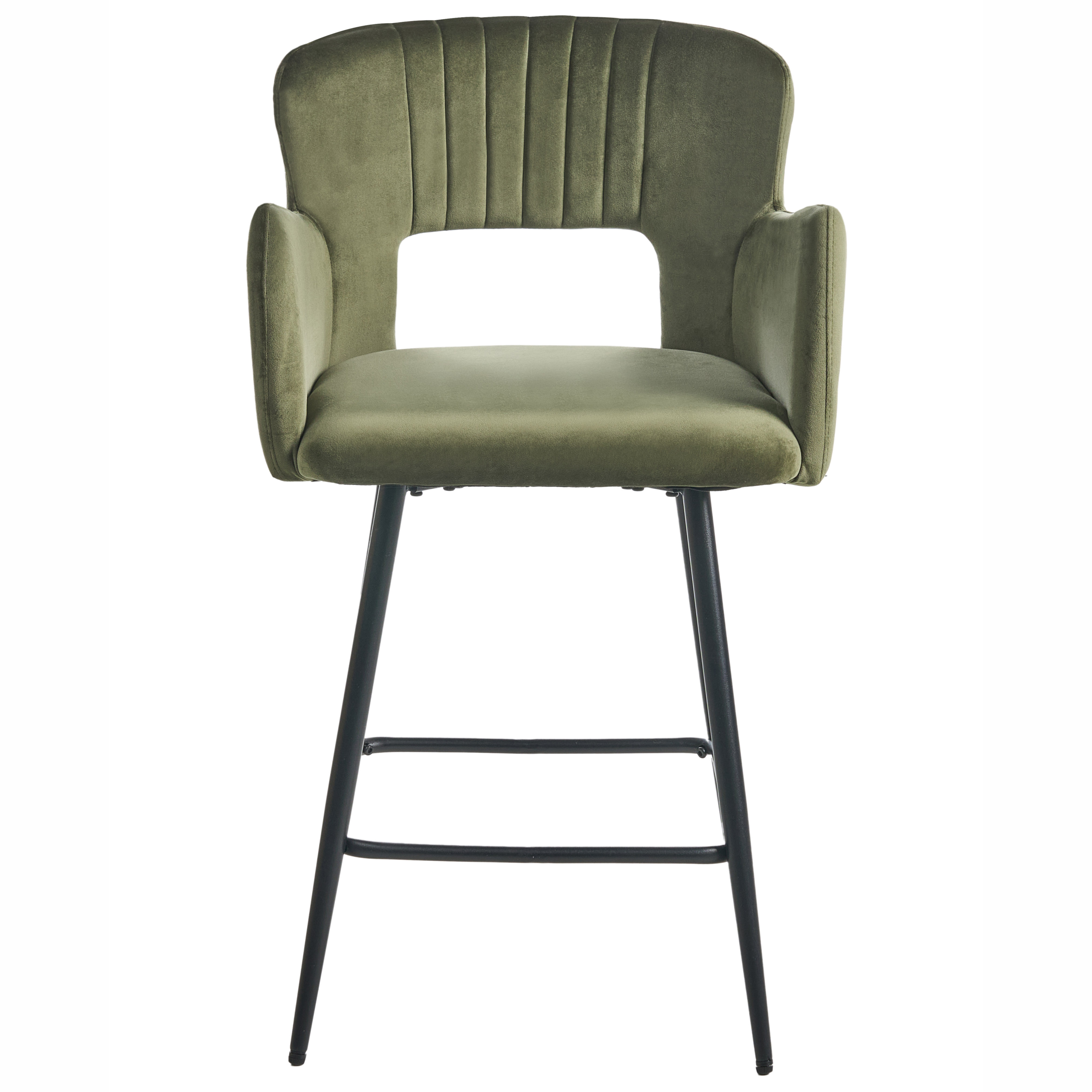 Set of 2 bar stools SANILAC Olive Green Velvet [5]
