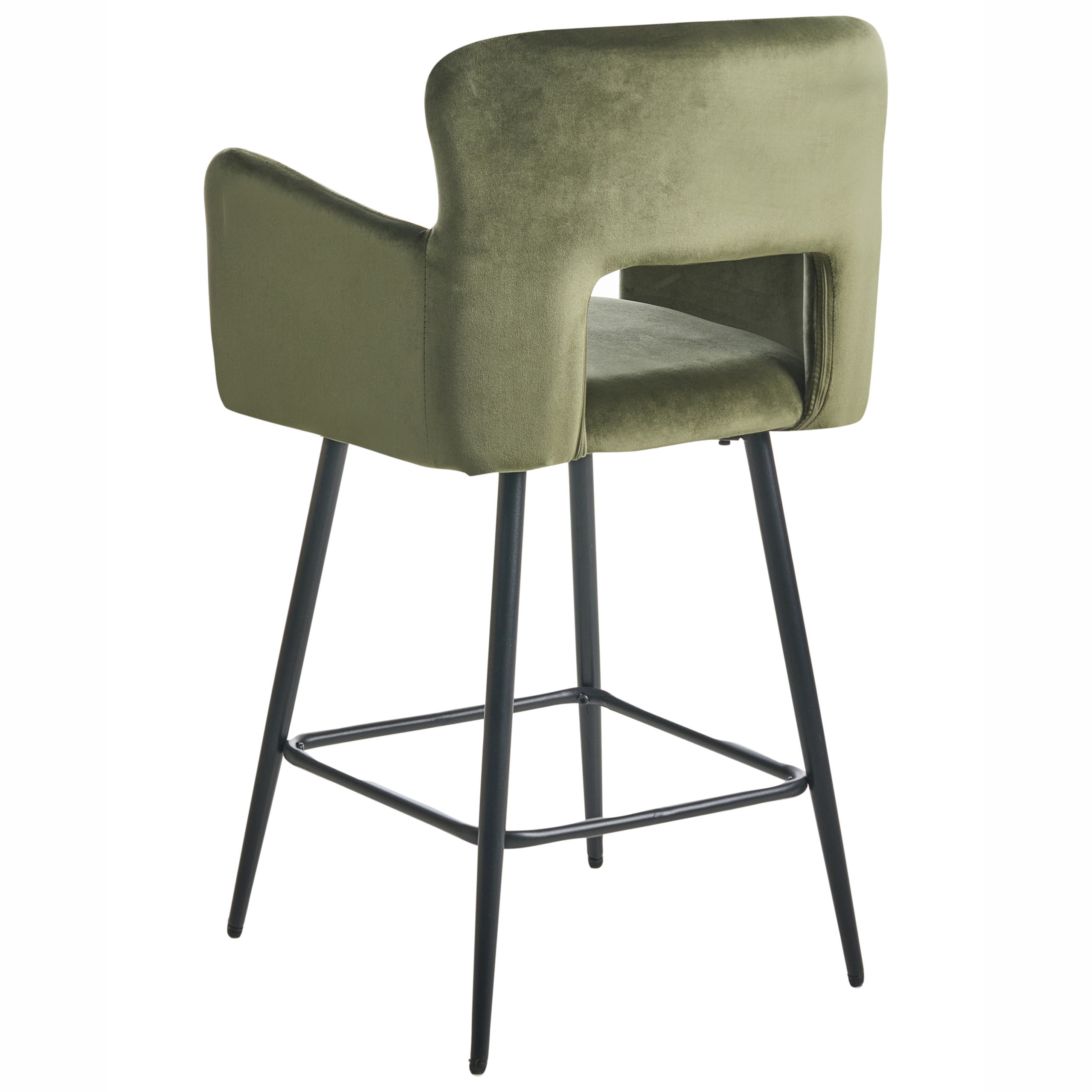 Set of 2 bar stools SANILAC Olive Green Velvet [6]
