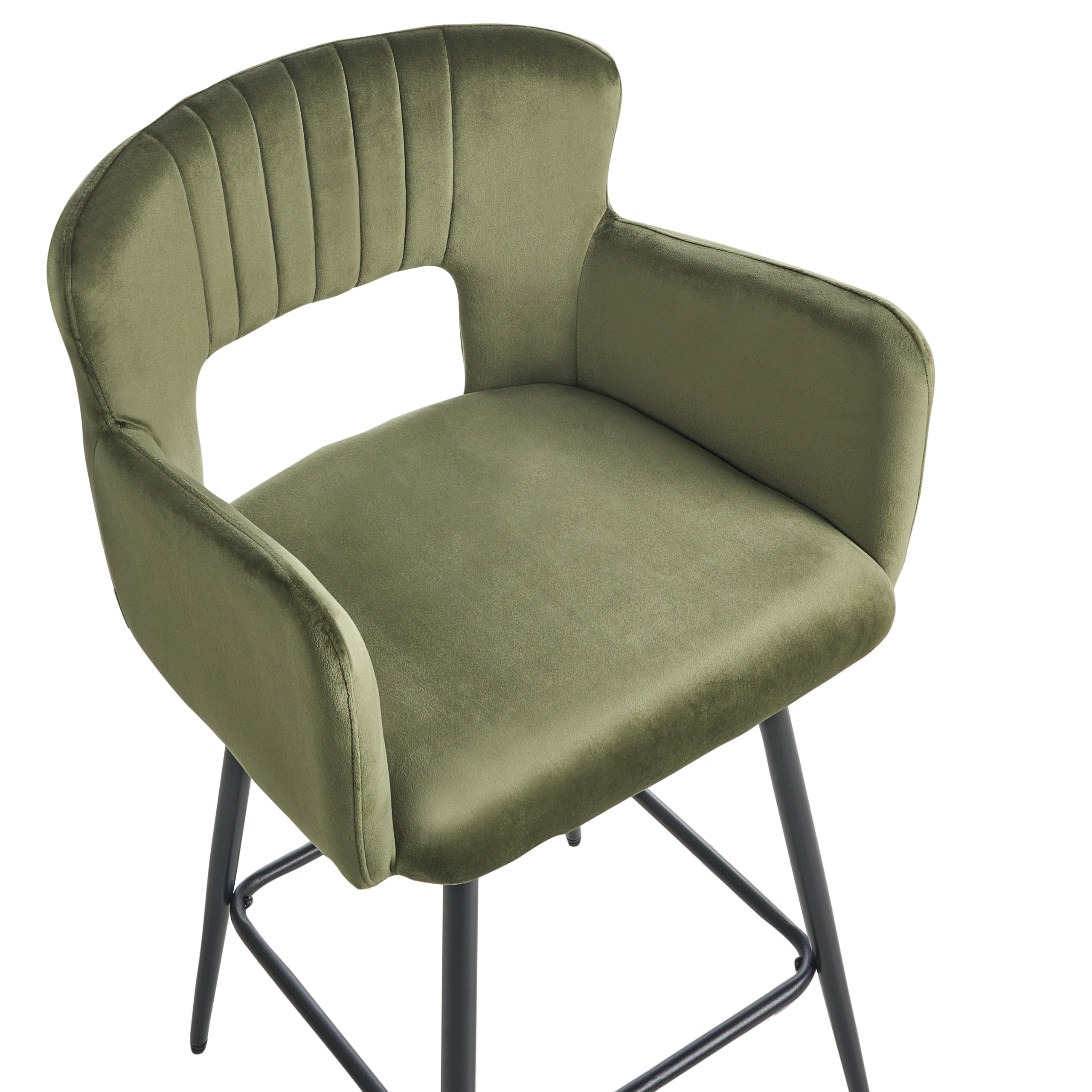 Set of 2 bar stools SANILAC Olive Green Velvet [7]