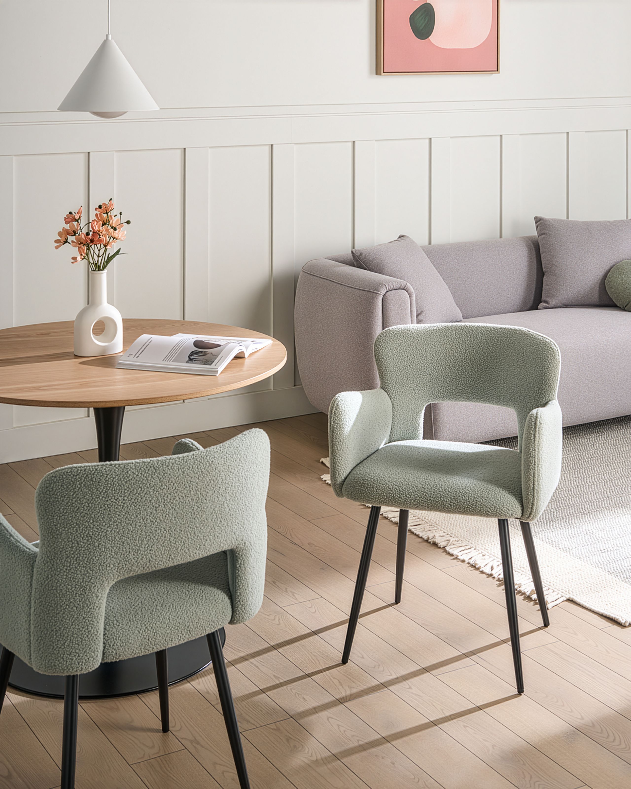 Scaun dining - Set de 2 scaune dining SANILAC Boucle Verde deschis