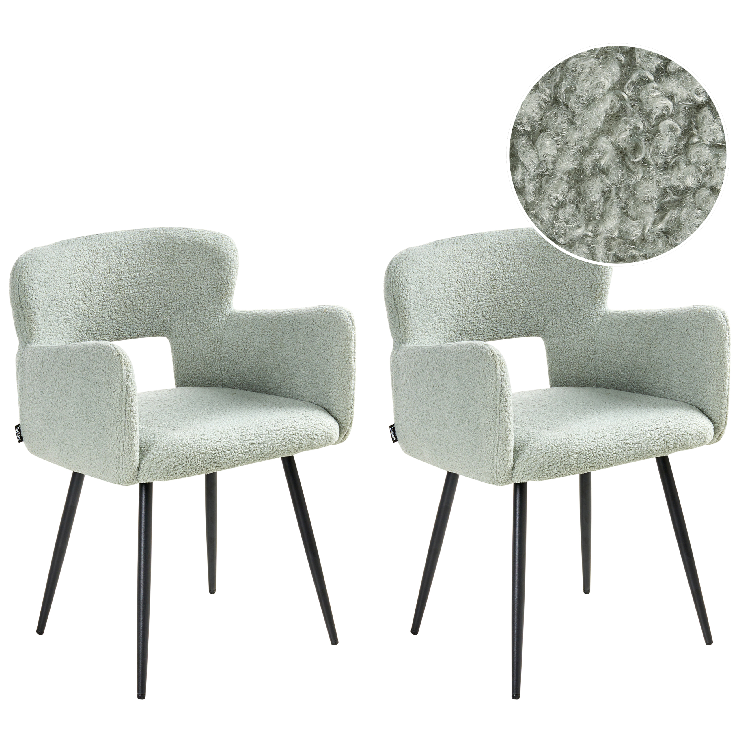 Set de 2 scaune dining SANILAC Boucle Verde deschis [2]