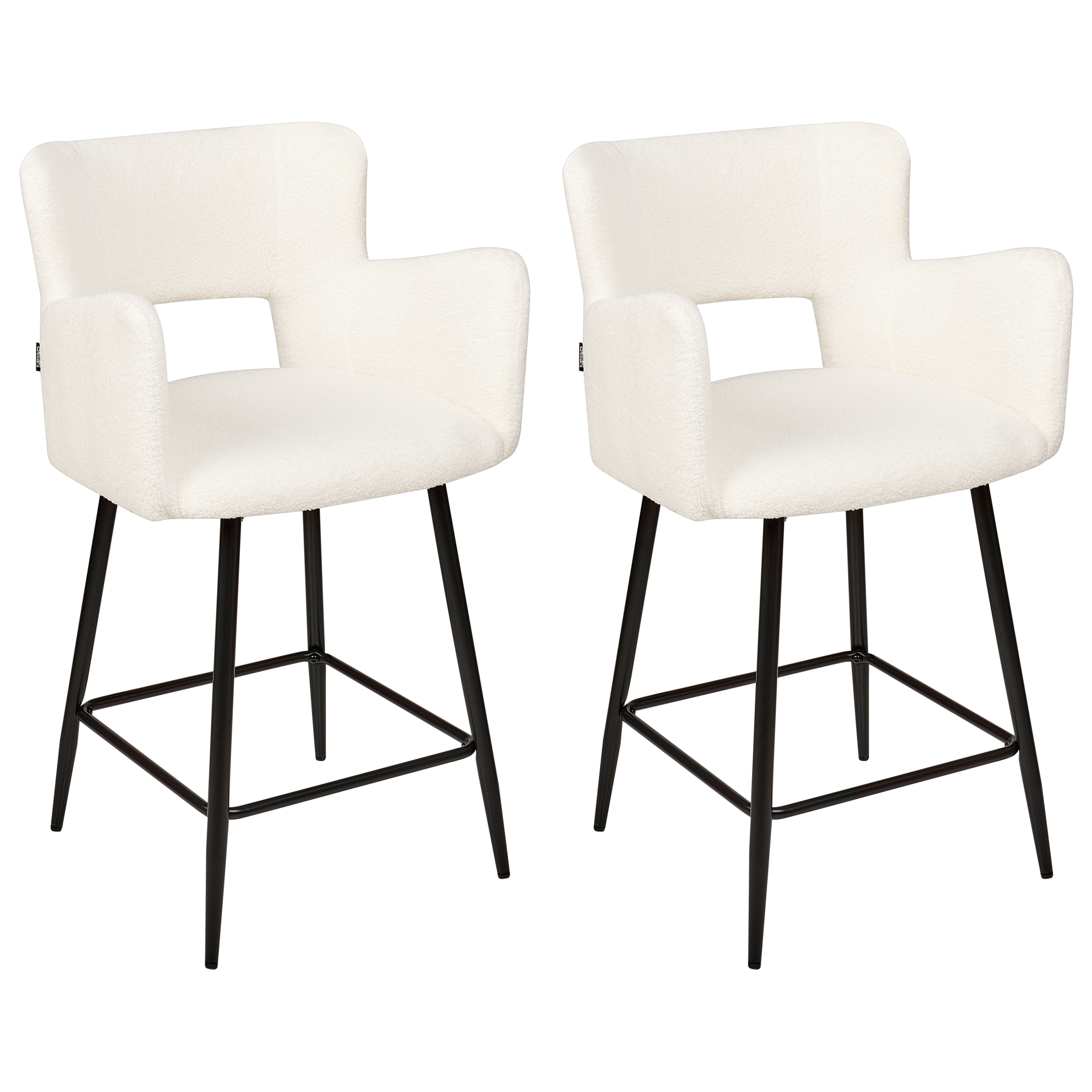 Set of 2 bar stools SANILAC Boucle Off-white [4]