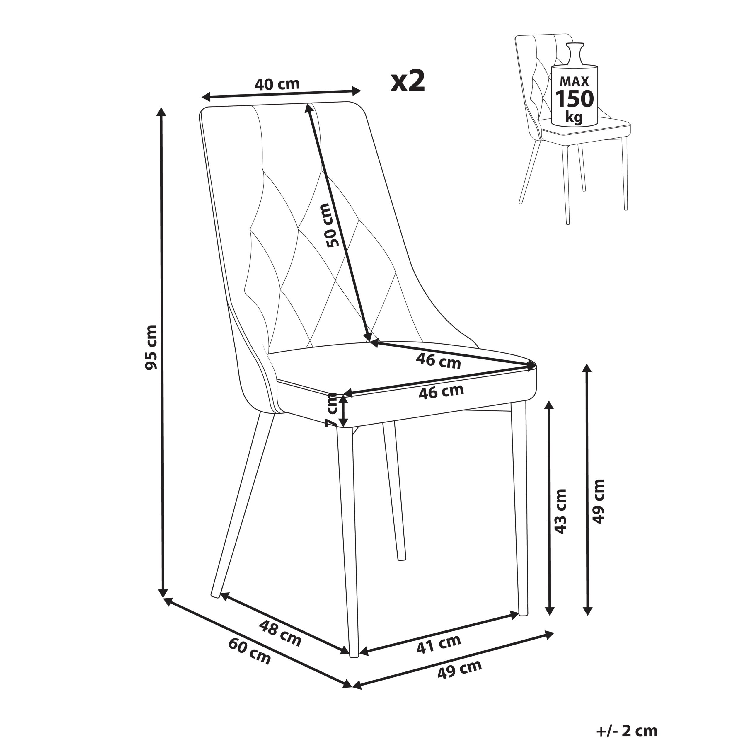 Set of 2 dining chairs AVENIR Velvet Olive Green [3]