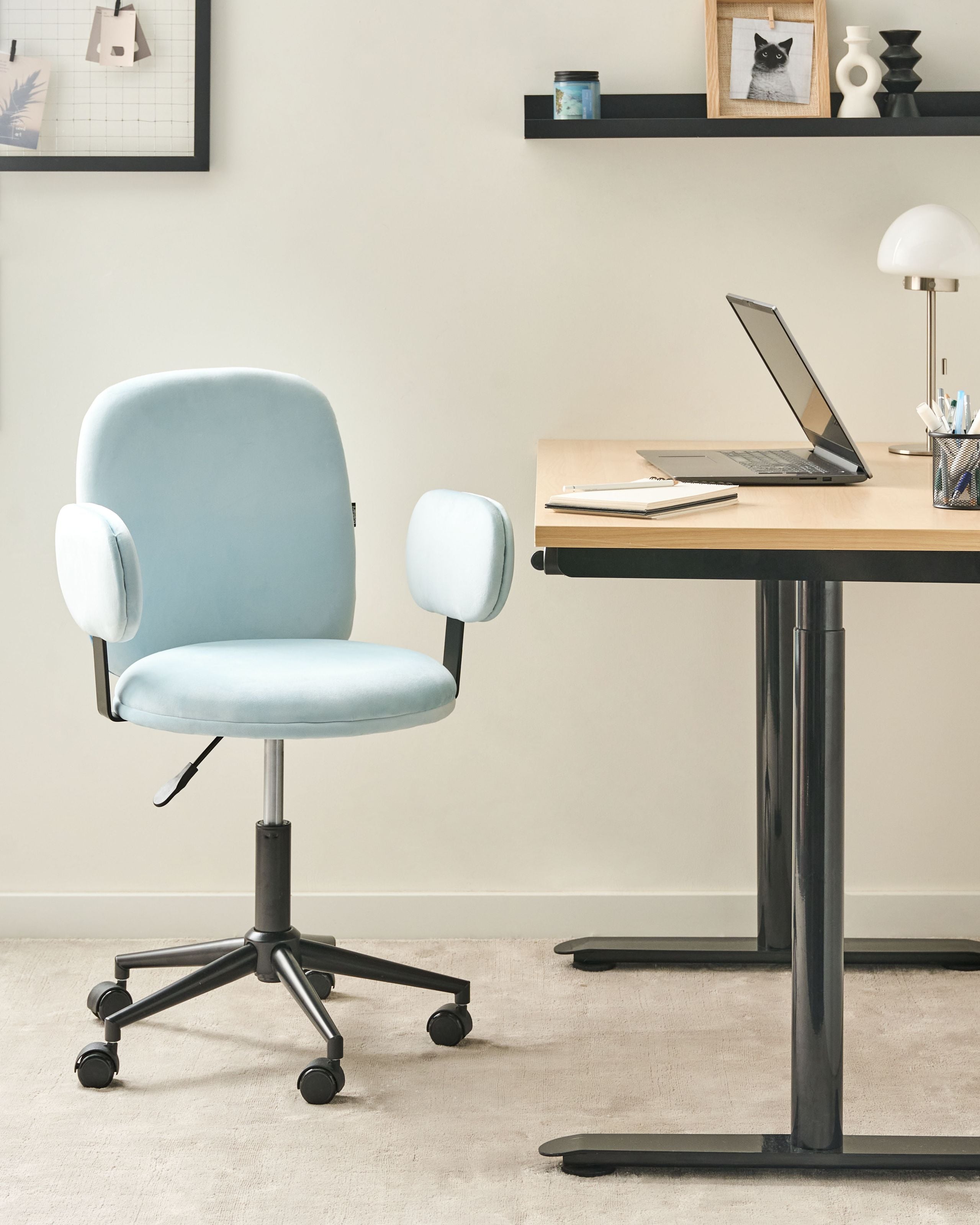 Office Chair MORAGA Velvet Light Blue [1]