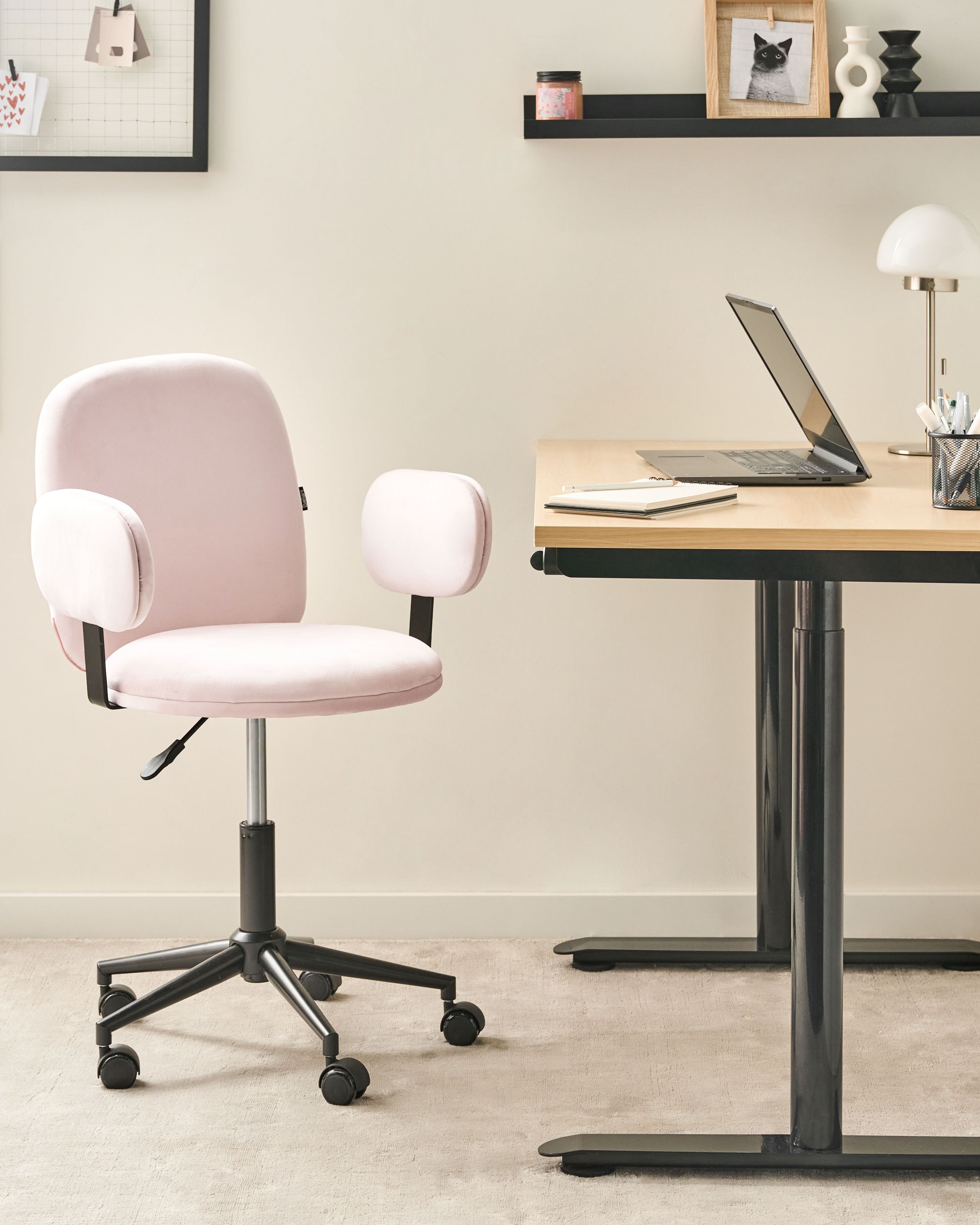 Scaun de birou - Scaun de birou MORAGA Catifea Roz pastel