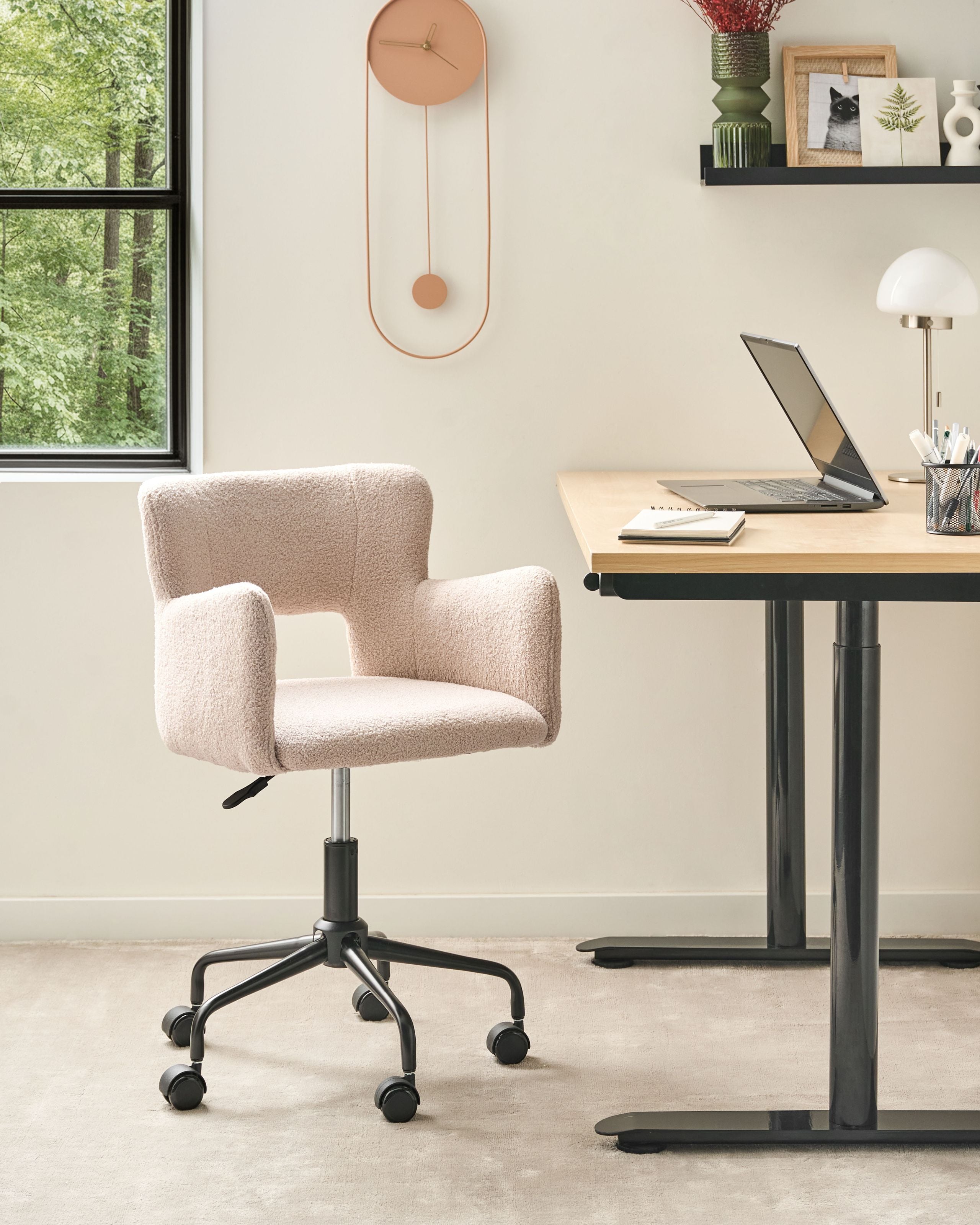 Armchairs - SANILAC Boucle Office Chair Beige