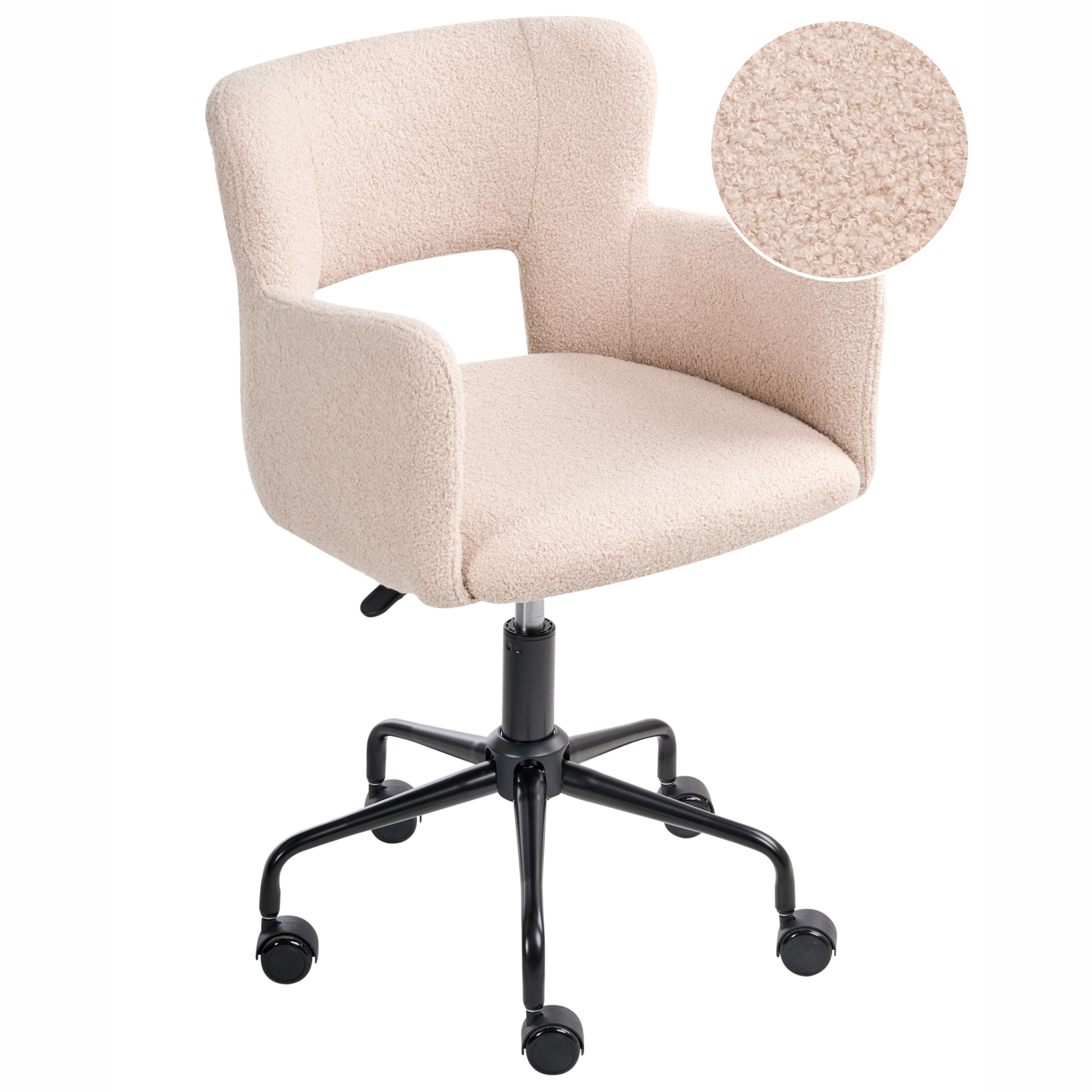 SANILAC Boucle Office Chair Beige [2]