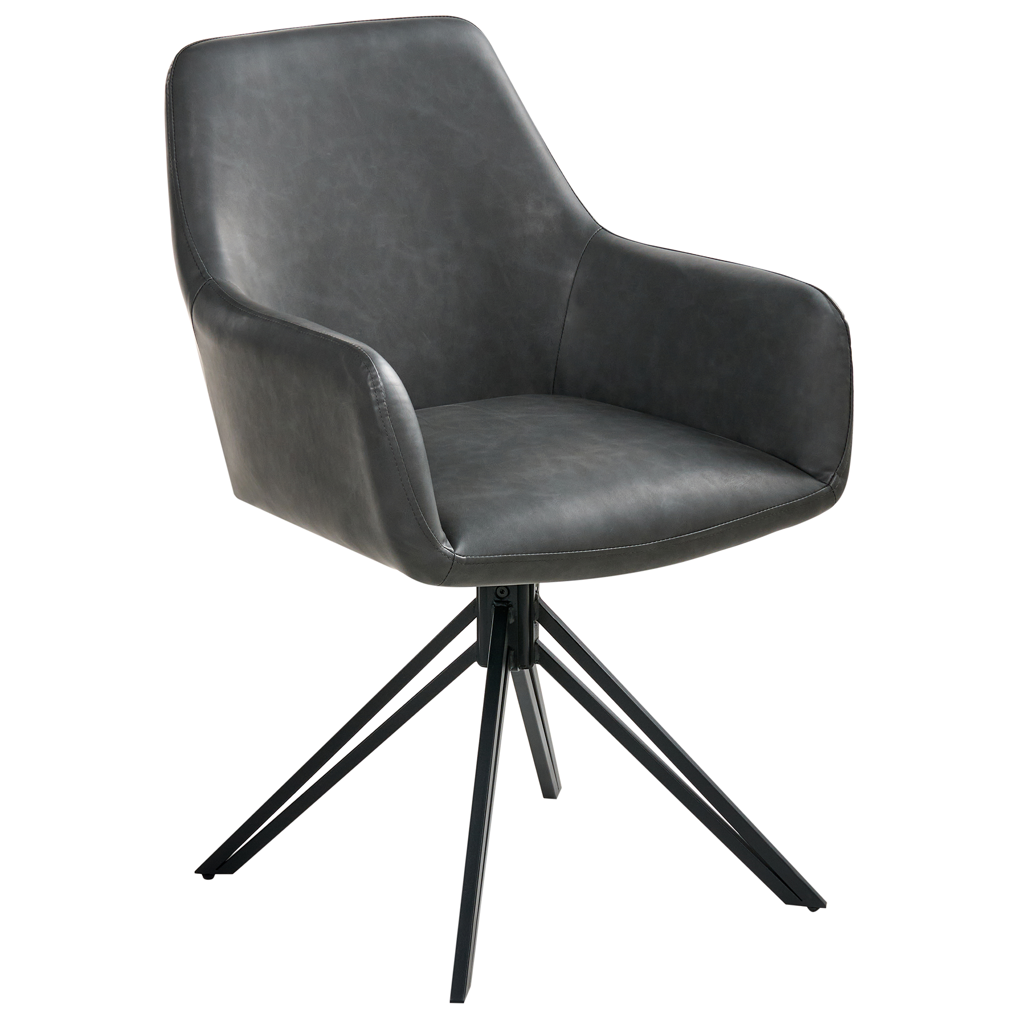 Set of 2 dining chairs SANSARC Swivel Black Leather [4]